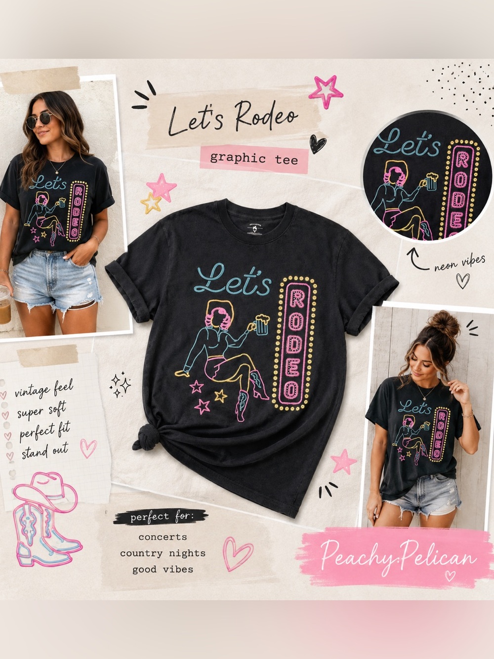 Idyllwind Miranda Lambert Let's Rodeo Black Festival T-Shirt Western NWT Medium